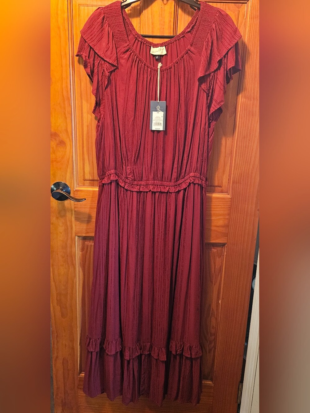 NWT Red Universal Thread Dress with Ruffled Sleeves Size 1X